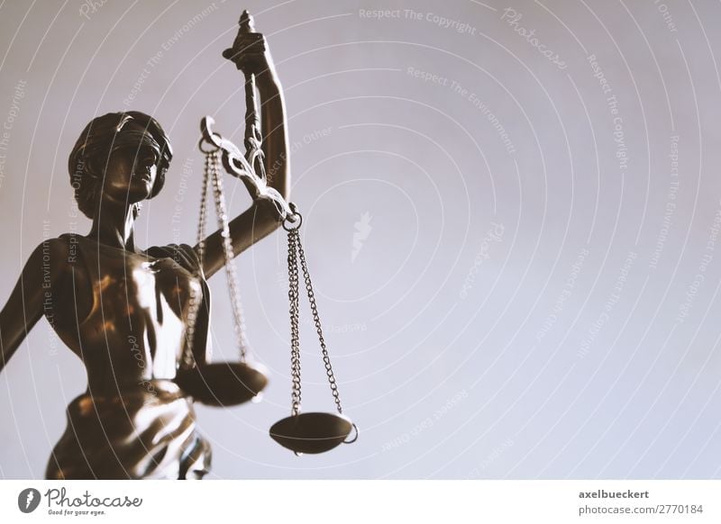 Justitia with free space for textiles Academic studies Business Sculpture Sign Fairness lady justice Symbols and metaphors Statue Bronze Blind Balance