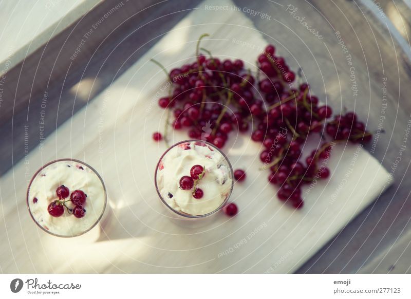 Currants, sweeter Dairy Products Fruit Dessert Redcurrant Cream Nutrition Delicious Natural Summery Fresh Berries Tray Colour photo Exterior shot Close-up