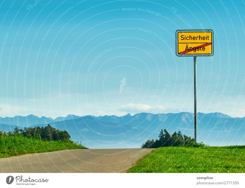 Safety - Fears Environment Nature Landscape Sky Clouds Horizon Sun Weather Beautiful weather Plant Meadow Field Alps Mountain Transport Road traffic Street