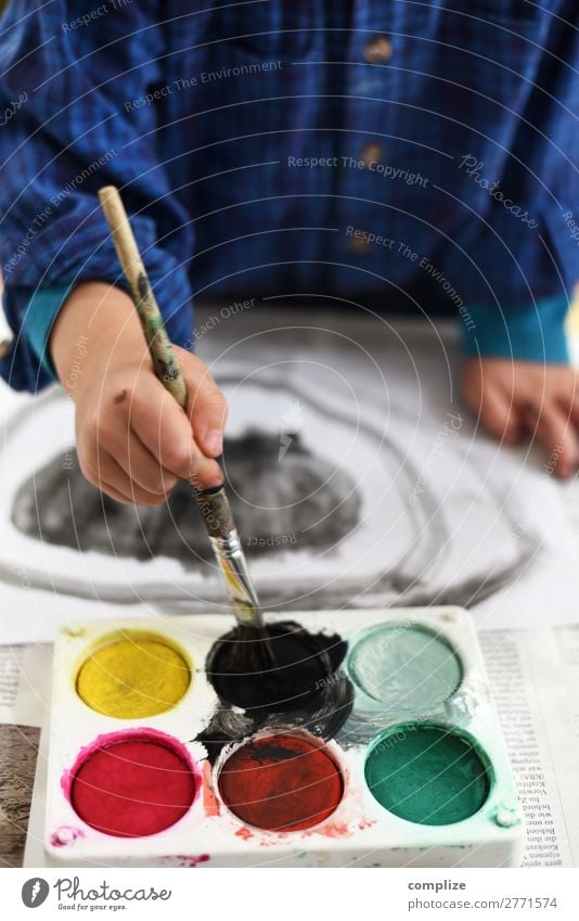 Black painter | Child paints black Style Joy Healthy Leisure and hobbies Playing Handicraft Handcrafts Parenting Education Kindergarten School Study Schoolchild