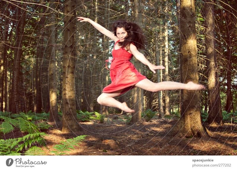 Flying through the woods Human being Feminine Young woman Youth (Young adults) Woman Adults Body 1 18 - 30 years Dance Dancer Ballet Nature Landscape Summer