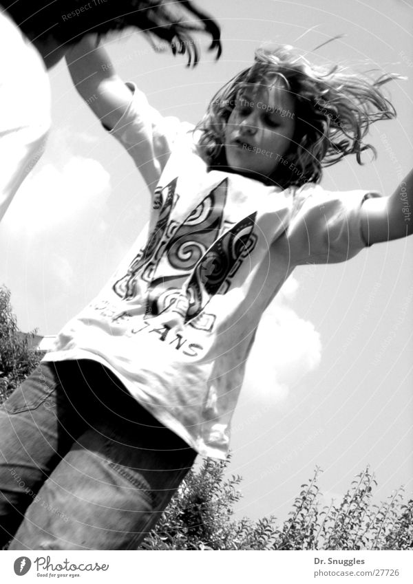 Trampoline Girl Jump Hop Black & white photo Movement B&W Action trampolining