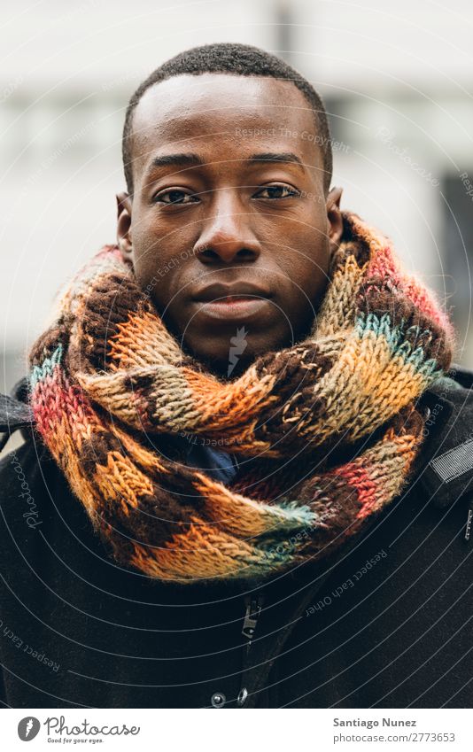 Handsome african man in the Street. Man Black African American Portrait photograph portraiture Business Businessman Car Hood Cold Youth (Young adults) Scarf