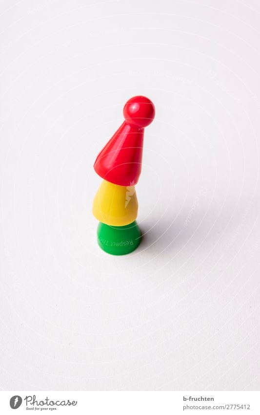 Tripartite Coalition Career Meeting Team Toys Plastic Build Yellow Green Red Arrangement Piece Stack 3 Tower Joy Comical Politics and state Tall Colour photo