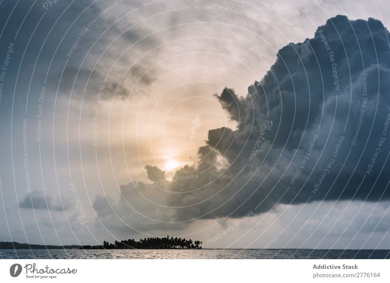 Huge thundercloud in sea Clouds Storm Ocean Dramatic Nature Landscape Panorama (Format) cloudscape Dusk Environment Weather Sky Natural Horizon seascape