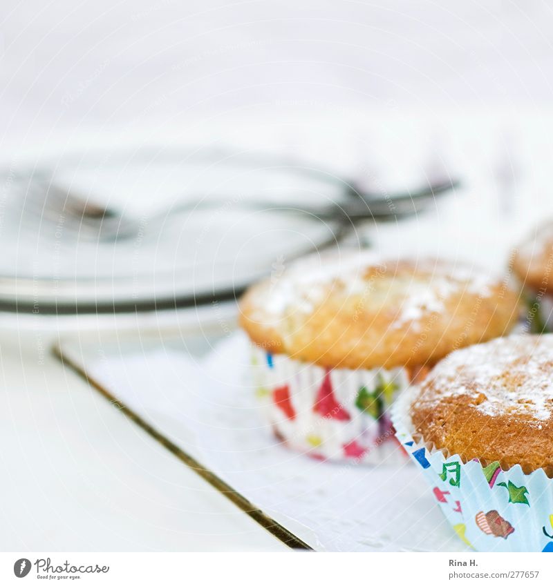 Raspberry Marzipan Dough Baked goods Muffin Crockery Plate Fork Bright Delicious Sweet Square Colour photo Exterior shot Copy Space top Shallow depth of field