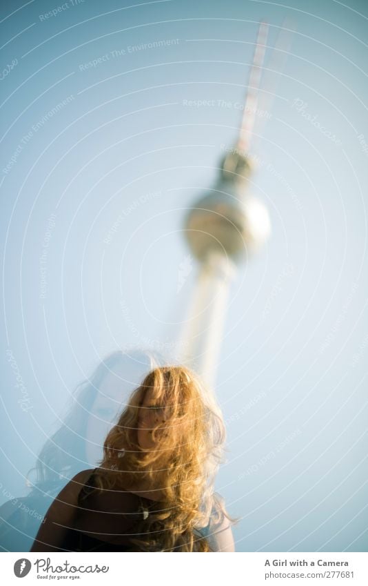 in and around Berlin Human being Young woman Youth (Young adults) Life Hair and hairstyles 1 Capital city Tower Architecture Tourist Attraction Landmark