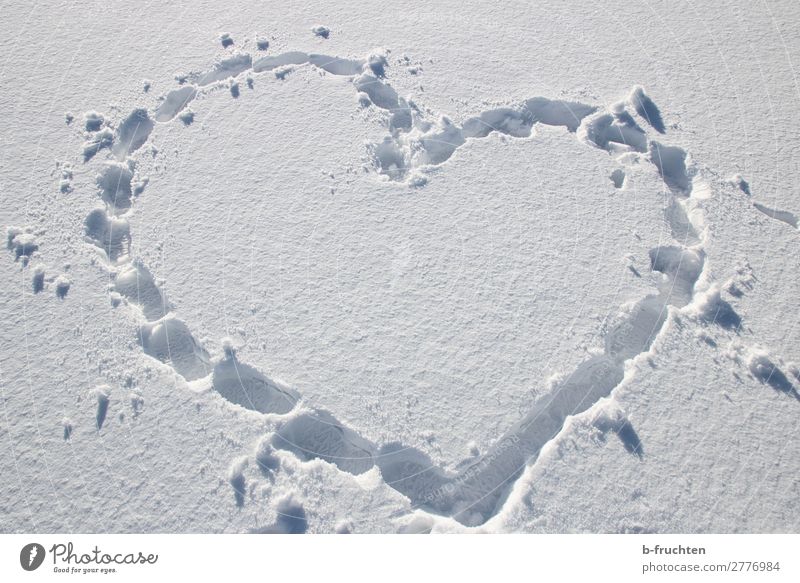 Heart shape - traces in the snow Contentment Hiking Winter Snow Footprint Going Simple White Sympathy Friendship Love Infatuation Joy Heart-shaped Tracks Sign