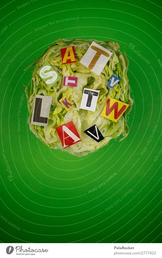 #A# salad green Art Work of art Esthetic Lettuce Salad Iceberg lettuce Green Letters (alphabet) Creativity Idea Design Design studio Colour photo Multicoloured