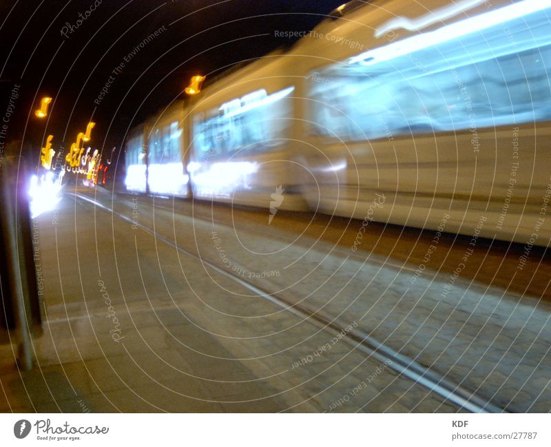 streetcar Bremen Tram Night Long exposure Railroad tracks Light Lantern Style KDF Movement Street Blur