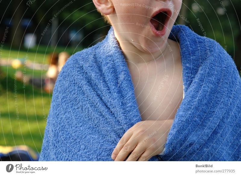 Wwwwwoooaa! Human being Child Boy (child) Infancy Life 1 3 - 8 years Scream Wet Blue Colour photo Exterior shot Day Upper body Only one boy Partially visible