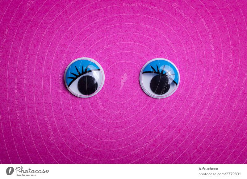 Eyes open! Stationery Paper Decoration Observe Looking Violet Pink wobbly eyes Looking into the camera Feminine Symbols and metaphors Colour photo Interior shot