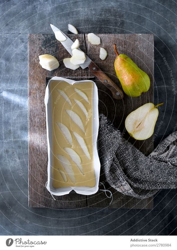 Cooking cake with fresh pears Cake Ingredients recipe Pear products Mix Dessert Preparation Rustic Kitchen Conceptual design Food Bakery Healthy Table Sweet