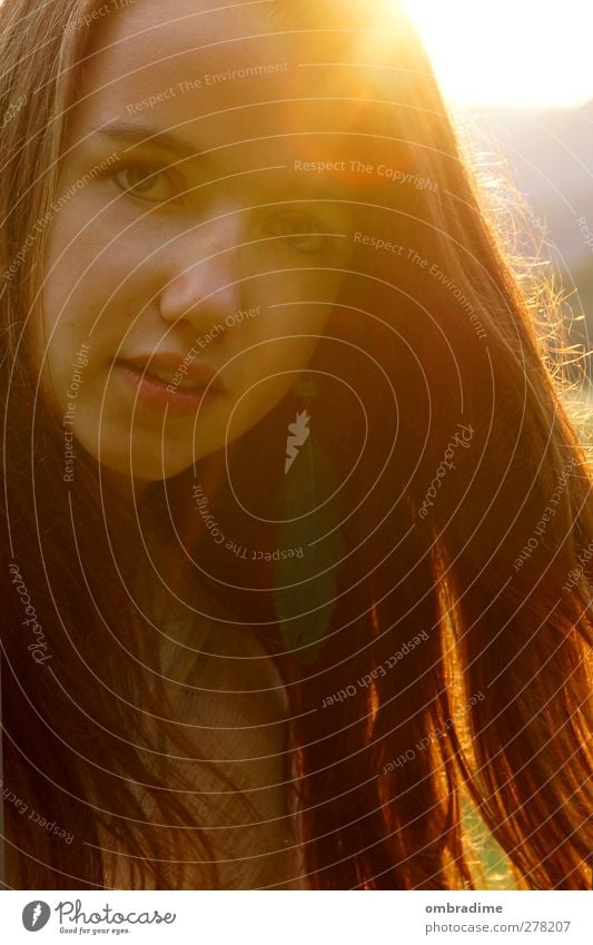 sunshine Human being Young woman Youth (Young adults) Woman Adults Life Hair and hairstyles Face 1 Sun Sunlight Brunette Long-haired Esthetic Beautiful