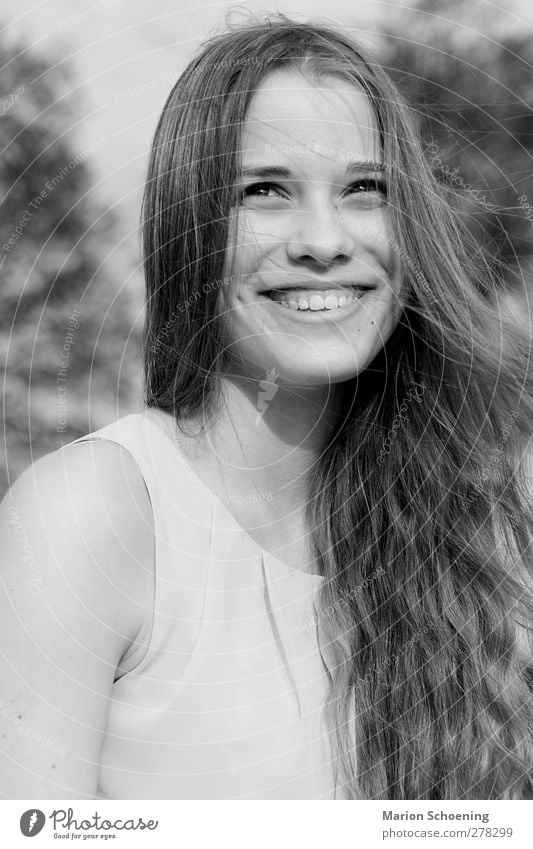 summer joy Feminine Young woman Youth (Young adults) 1 Human being Laughter Free Joy Happy Happiness Contentment Joie de vivre (Vitality) Black & white photo