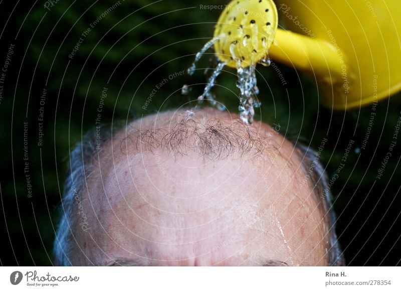 the last attempt II Male senior Man Skin Head Hair and hairstyles Face 1 Human being 60 years and older Senior citizen Bald or shaved head Watering can Wait