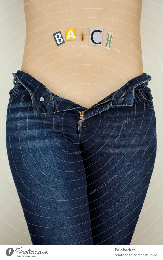 #A# BAUCH Art Esthetic Stomach Navel Showing one's bellybutton Stomach pain Symbols and metaphors Letters (alphabet) Denim Upper body Woman Woman's body