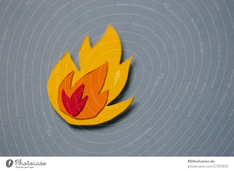 fiery Fire Symbols and metaphors Paper Home-made Flame Sign background Gray Burn Blaze Hot Warmth Dangerous peril Threat Illustration Passion Neutral Background
