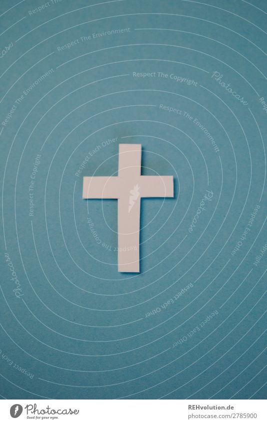 cross Sign Exceptional Religion and faith Belief Crucifix Christian cross Christianity Paper Creativity Home-made Blue Simple Colour photo Interior shot