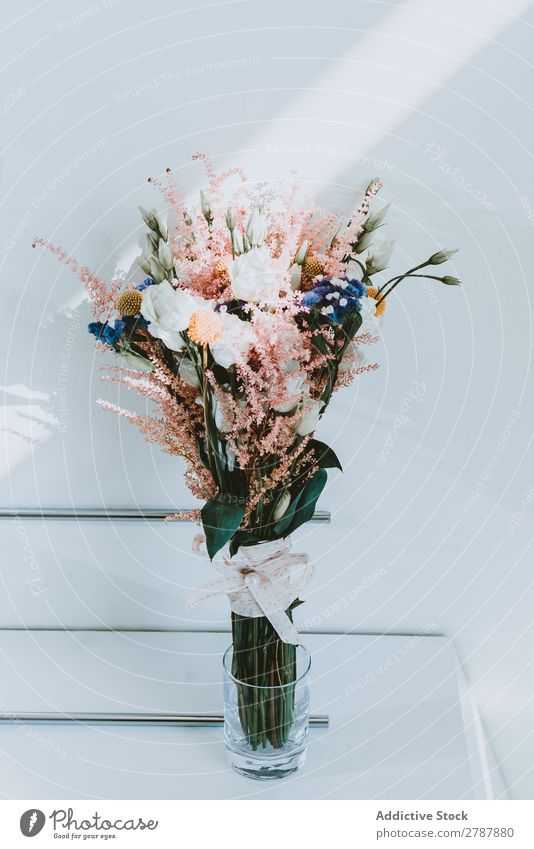 Wonderful fresh flowers in vase Flower Vase Bouquet valentine Fresh Beautiful Floral bunch Aromatic Wall (building) White Glass Nature Decoration Blossom Plant