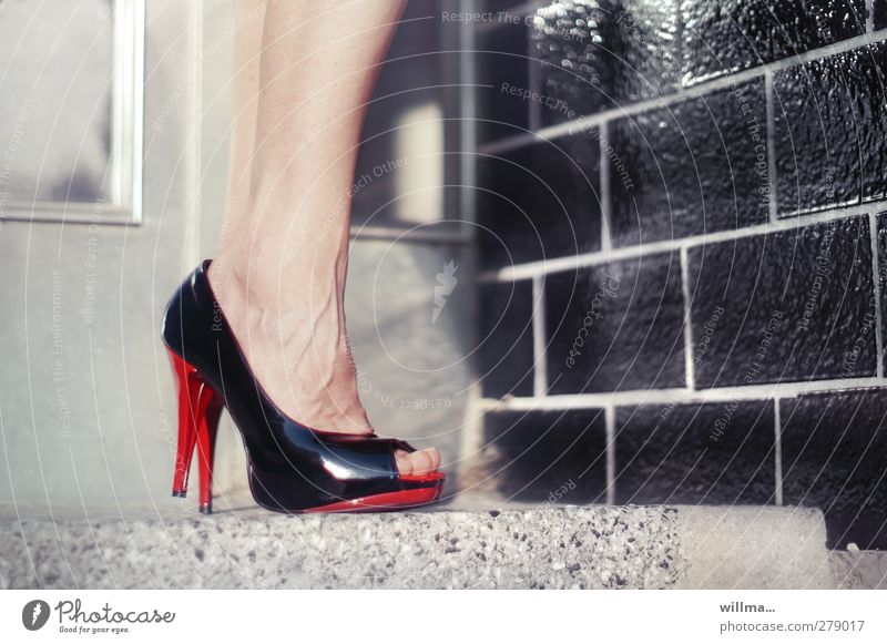 The high heels high-heeled High heels spiked heels Elegant Feminine Legs Feet Footwear Red Black Heel of a ladies' shoe Toes Reddish black Highheels sales