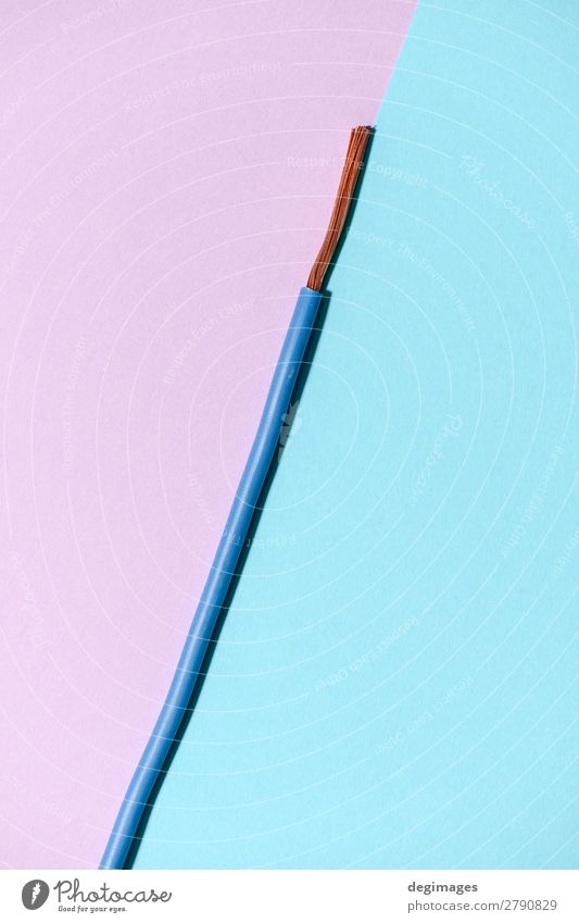 Electrical cable on pink and blue background. Industry Technology Blue Pink Energy wire pastel cables electricity power copper Electrician wiring close Supply