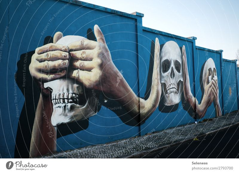 Mondays Graffiti Illustration Graph Wall (barrier) Facade Graphic Wall (building) Design Exterior shot skull see Listening To talk Illness