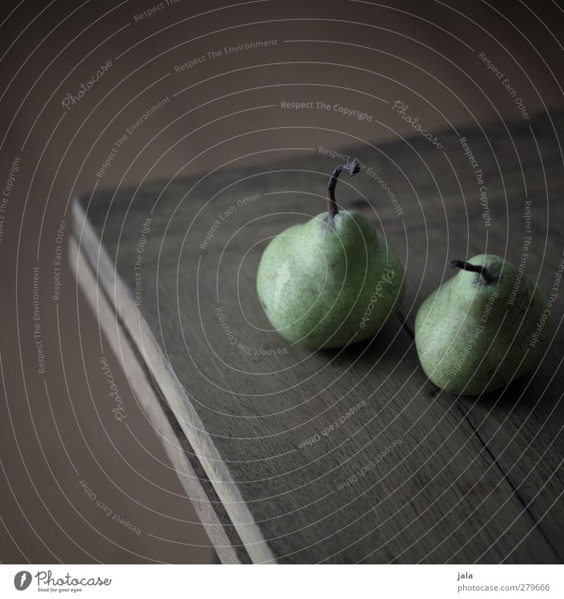pears Food Fruit Pear Nutrition Healthy Delicious Brown Green Wooden table Colour photo Interior shot Deserted Copy Space top Copy Space bottom