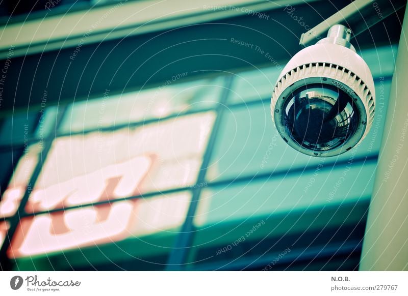 Big Brother Surveillance camera Police state Surveillance device Monitoring Camera Testing & Control Observe Looking Turquoise Brave Trust Safety Protection