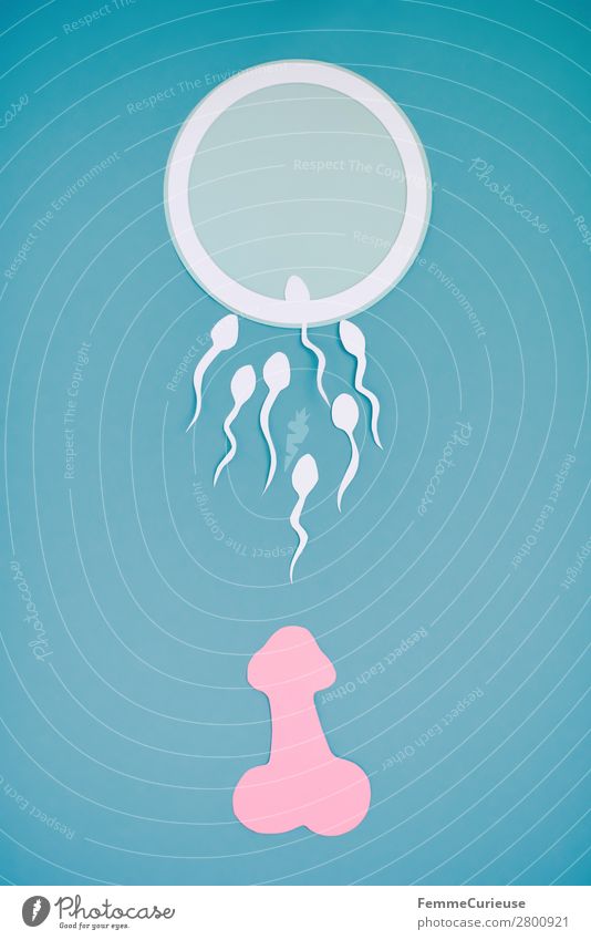 Reproduction - symbol picture for fertilization Sign Sex Sexuality Egg cell Sperm Fertilization Penis Propagation Symbols and metaphors Illustration Pink