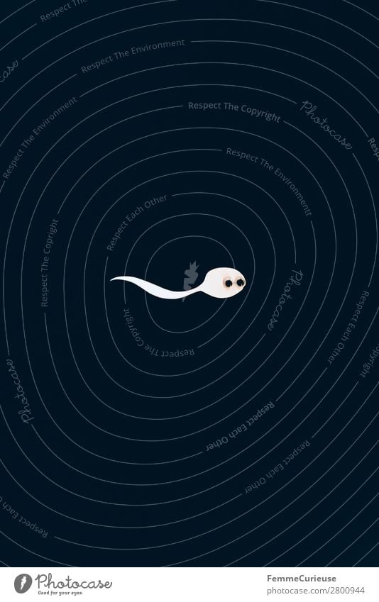 Reproduction - White sperm in front of black background Sign Sex Sexuality Sperm Propagation Symbols and metaphors Illustration Graph Eyes wobbly eyes Black 1