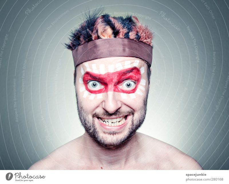 FREAK Human being Masculine Young man Youth (Young adults) 1 30 - 45 years Adults Exceptional Creepy Uniqueness Trashy Red Whimsical Humor Funny Metal coil
