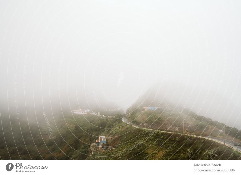 Fog over beautiful hilly terrain Hill Nature playa norte Spain Landscape Vacation & Travel Trip Green Rough Tourism Environment Weather Fat Mountain Dune Range