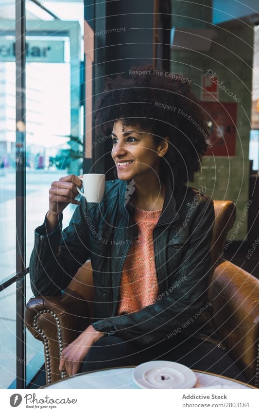 Black woman with afro hair drinking a coffee African Afro American Attractive Beautiful Beauty Photography Easygoing Coffee Cup Drinking Fashion Woman Girl