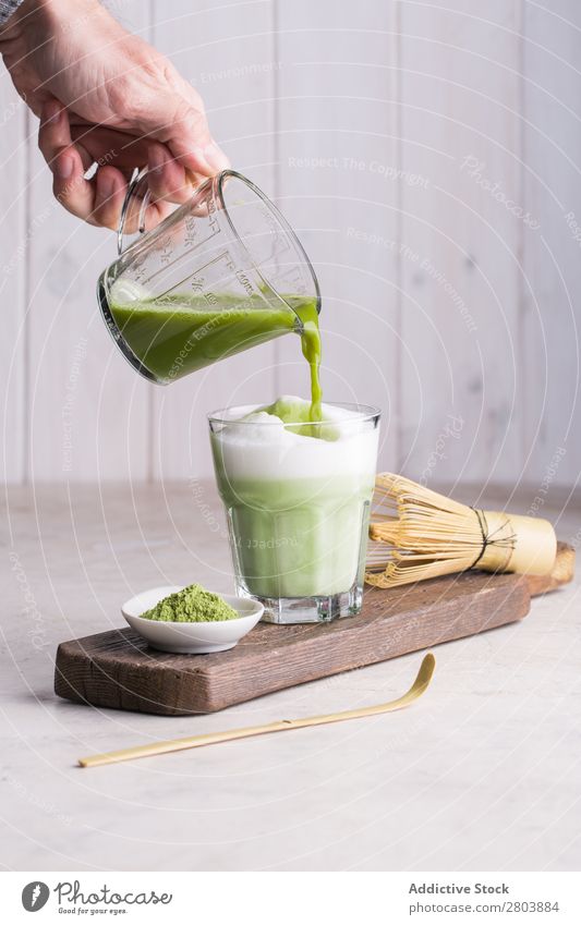 Matcha latte assorted Bamboo Beverage brew Drinking Green Hand Healthy Herbs and spices Japanese Man matcha matcha tea Milk Powder Scoop Portion Spoon Tea