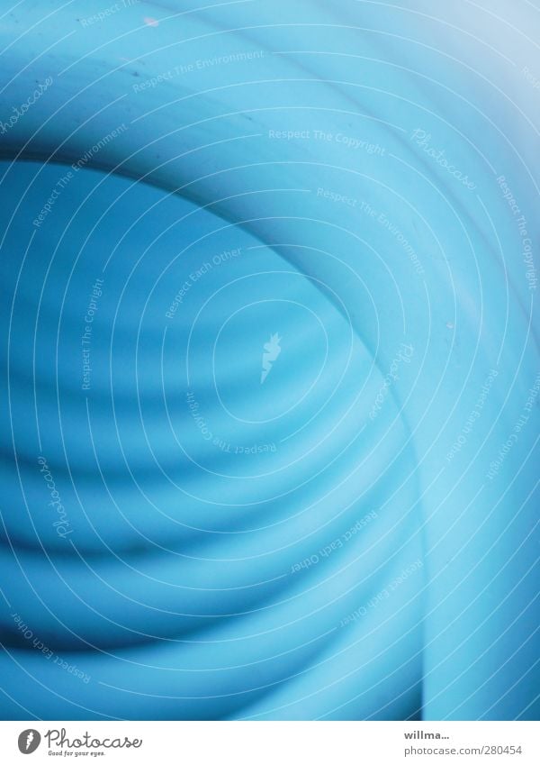 blue stand Metal Blue Turquoise Bicycle rack Round Spiral Curved Warped Blur Tunnel vision Bend Colour photo Exterior shot Detail Abstract Pattern Deserted