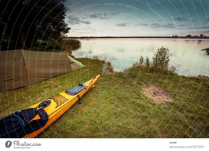 canoe Calm Leisure and hobbies Vacation & Travel Trip Adventure Camping Summer Summer vacation Aquatics Environment Nature Landscape Water Sky Beautiful weather