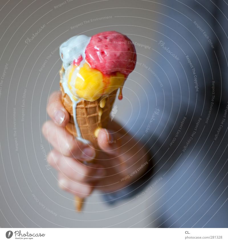 ice Food Dessert Ice cream Nutrition Eating Diet To enjoy Fluid Cold Delicious Sweet Blue Yellow Red Joy Happiness Joie de vivre (Vitality) Anticipation