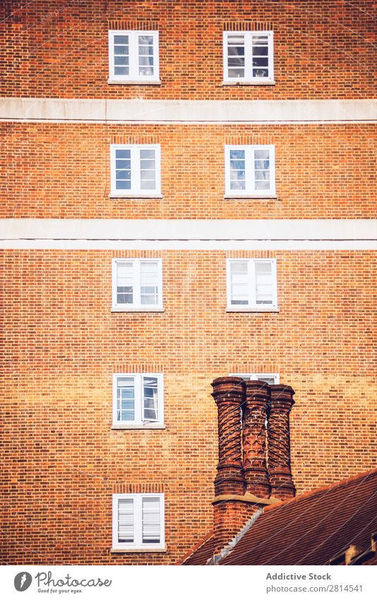 Brick block of flats. House (Residential Structure) London Architecture Exterior England English Old Great Britain Tradition Structures and shapes