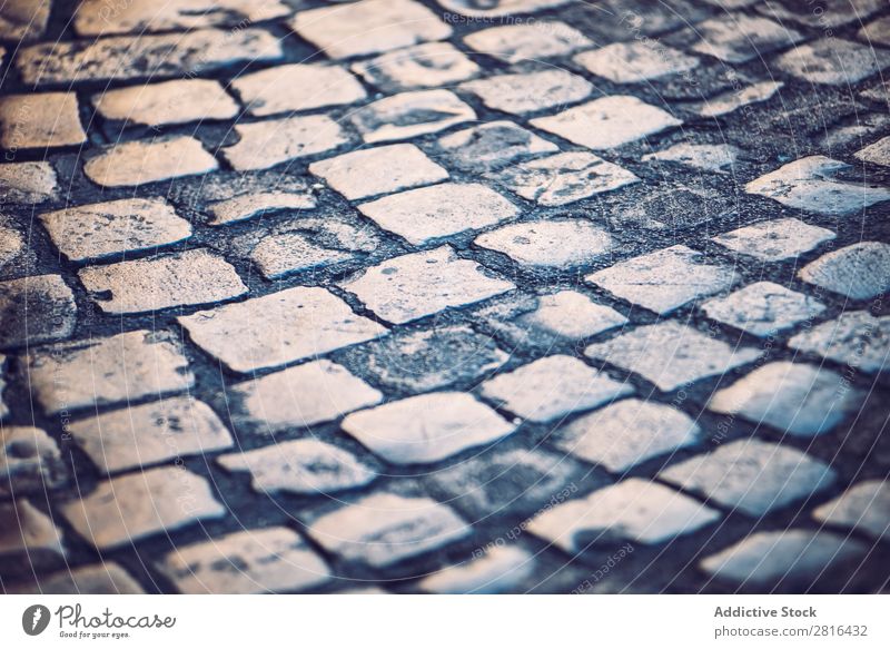 Traditional cobbled street in Rome, Italy Street Close-up Old Vintage Detail European Exterior shot Ancient Italian Destination Vacation & Travel Vantage point