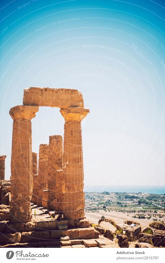 View of the Valley of the Temples in Agrigento, Sicily, Italy Greek sicilia hellenistic Stone Vacation & Travel Sicilian Landmark Column doric touristic God