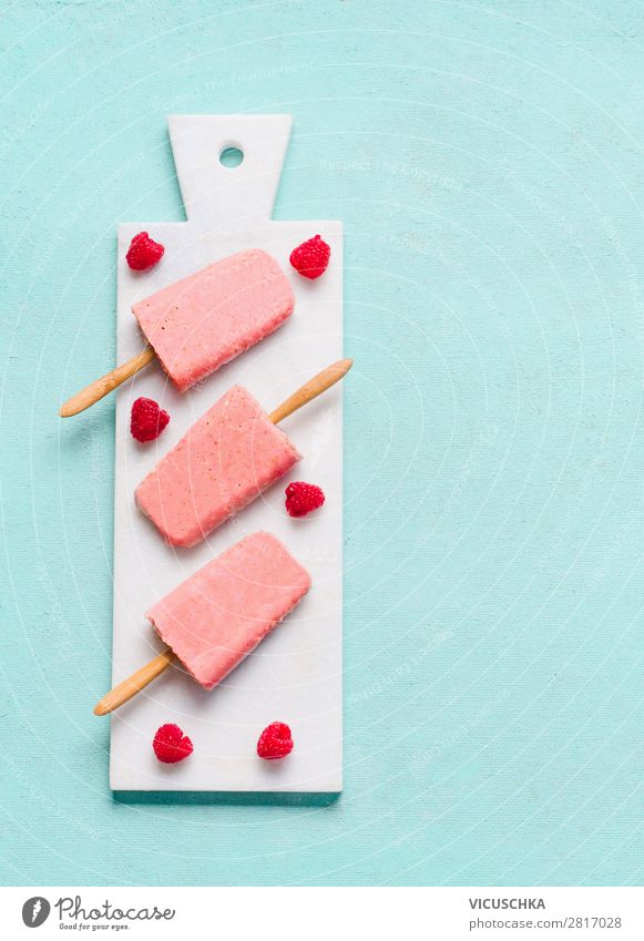 Raspberry ice cream on a stick Food Fruit Ice cream Nutrition Style Design Summer Cool (slang) Pink Background picture Vegan diet ice on a stick Food photograph