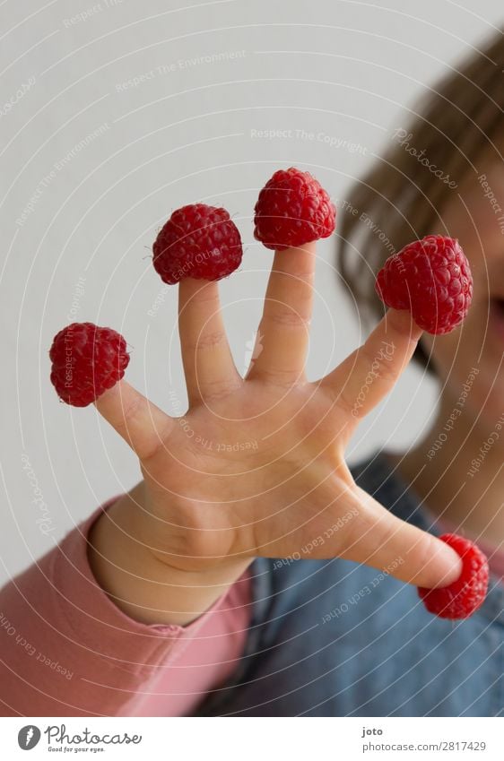 raspberries Food Fruit Candy Eating Finger food Healthy Healthy Eating Contentment Summer Child Infancy Hand 3 - 8 years Brash Fresh Delicious Cute Sweet Red