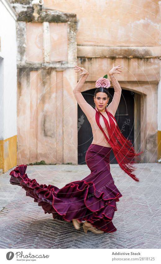flamenco dancer in the streets of sevilla Flamenco Street Seville Dance Costume Characteristic Spain Spanish Andalusia Woman Youth (Young adults) Brunette