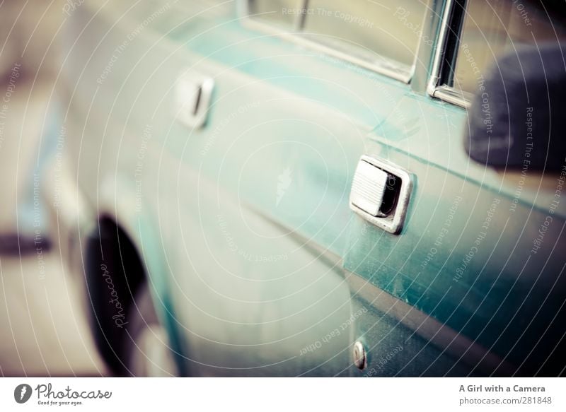 On the run Transport Means of transport Car Old Vintage car Old fashioned Retro Seventies Subdued colour Exterior shot Detail Deserted Copy Space middle