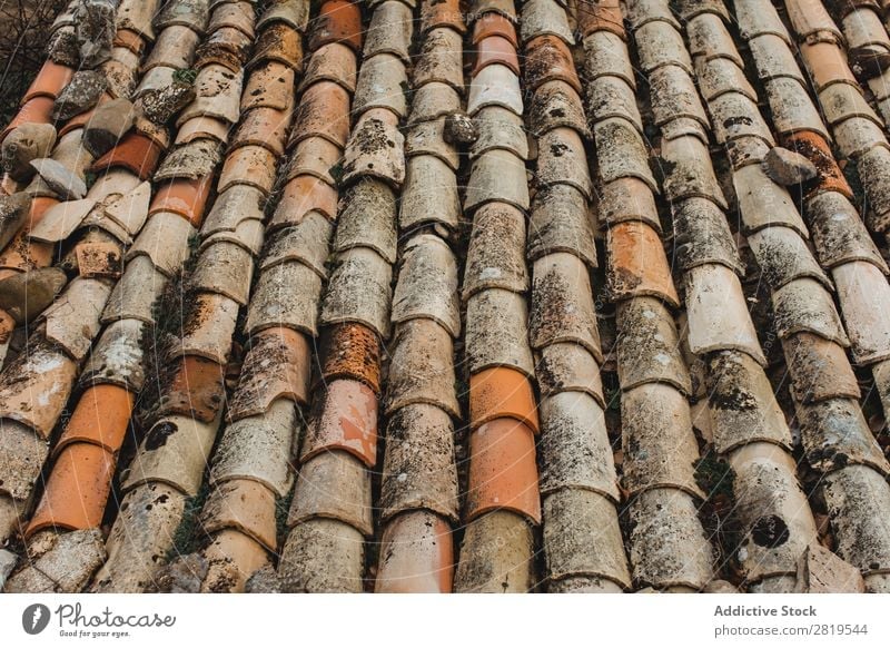 Close-up roof tile texture Tile Roof Old grungy ceramic Material Consistency texture background Pattern Weathered Rough Abstract Construction