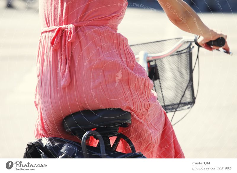 City Drive. Art Esthetic Photos of everyday life Woman Woman's leg Bottom Cycling Leisure and hobbies Pink Rose glasses Dress Hanger Steering wheel Ease