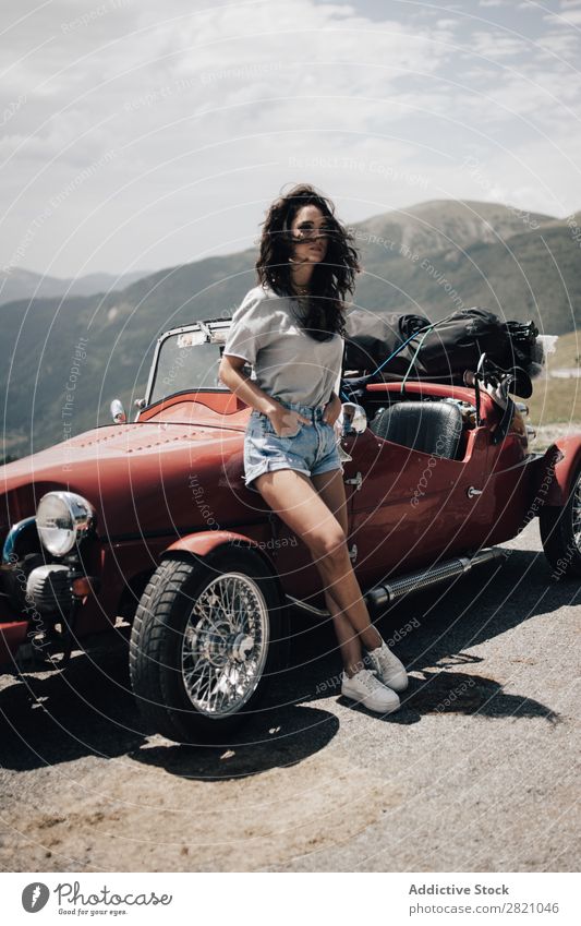 Pretty woman at vintage car Woman Car Retro Vintage Girl Vehicle Drive Youth (Young adults) Lifestyle Driver Beautiful Style Beauty Photography Human being