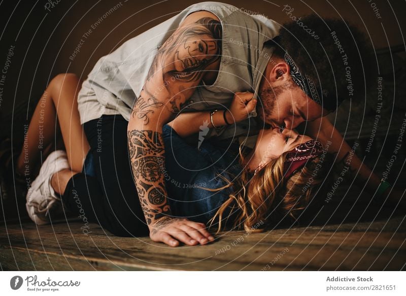 couple kissing on wooden bed Couple Kissing Lie (Untruth) Bed Wood Old Sex Eroticism Passion Embrace Band Style Ancient Tattoo Portrait photograph Girl