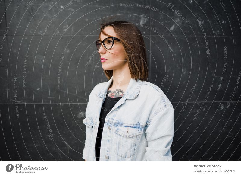 Casual woman in glasses Woman Style Street Beautiful Person wearing glasses Youth (Young adults) Looking away Fashion Hipster pretty Cool (slang)